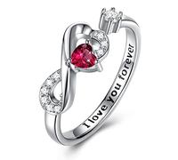 CRYSLOVE Unendlichkeit Ringe Für Frauen 925 Sterling Silber Infinity Geburtsstein Verstellbar Promise Verlobungsring Herz Zirkonia Trauringe Damenring,Damen Schmuck