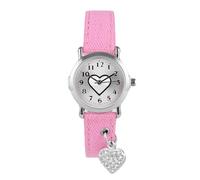 Crystal Blue Mädchen Armbanduhr Prinzessin analog Quarz Textilarmband Herz Anhänger funkelt