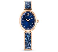 Crystal Rock oval Uhr, Schweizer Produktion, Kristallarmband, Blau, Roségoldfarbenes Finish OS