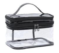 Crystal Toiletry Pouch - Travel Makeup Organizer for Vacation | Waterproof Clear Cosmetic Storage Bag with Double Layer Compartments & Lightweight Portable Carry Solution for Skincare