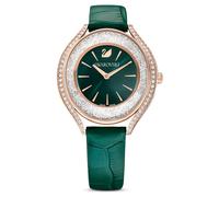 Crystalline aura Uhr, Schweizer Produktion, Lederarmband, Grün, Roségoldfarbenes Finish OS