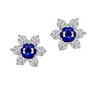 Crystalline Azuria Blumen Ohrstecker mit Blauer simulierter Saphir Zirkonia Kristalle 18 kt Vergoldet für Damen und Mädchen