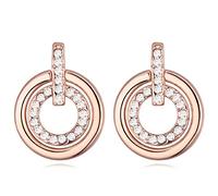 Crystalline Azuria Weiß Kristalle Rund Kreis Ohrstecker Ohrringe 18 kt Rosé Vergoldet für Damen