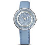 Swarovski Crystalline Lustre Uhr, Schweizer Produktion, Lederarmband, Blau, Edelstahl