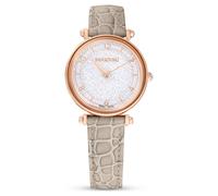 Crystalline wonder Uhr, Schweizer Produktion, Lederarmband, Beige, Roségoldfarbenes Finish OS
