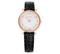 Crystalline wonder Uhr, Schweizer Produktion, Lederarmband, Schwarz, Roségoldfarbenes Finish OS