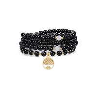 CrystalTears 108 Perlen Mala Kette Obsidian Wickelarmband 6mm Edelstein Armband Meditation Yoga Gebetskette Charms Schmuck Damen