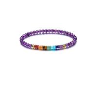 CrystalTears Amethyst Armband Damen 4mm Beads elastischer Perlenarmband mit echte Chakra Steine Reiki Talisman spirituelle Geschenke