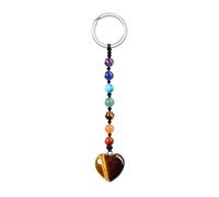 CrystalTears Herz Schlüsselanhänger 7 Chakren Perlen Anhänger Schlüsselring Edelstein Taschenanhänger Talisman spirituelle Geschenke