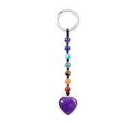 CrystalTears Herz Schlüsselanhänger 7 Chakren Perlen Anhänger Schlüsselring Edelstein Taschenanhänger Talisman spirituelle Geschenke