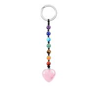 CrystalTears Herz Schlüsselanhänger 7 Chakren Perlen Anhänger Schlüsselring Edelstein Taschenanhänger Talisman spirituelle Geschenke für Mama