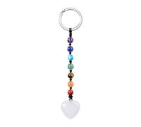 CrystalTears Herz Schlüsselanhänger 7 Chakren Perlen Anhänger Schlüsselring Edelstein Taschenanhänger Talisman spirituelle Geschenke