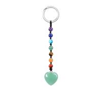 CrystalTears Herz Schlüsselanhänger 7 Chakren Perlen Anhänger Schlüsselring Edelstein Taschenanhänger Talisman spirituelle Geschenke