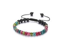 CrystalTears Natürliche Tourmalin Perlen Armband mit Vulkanstein, Mehrfarbig, Verstellbar 6,4-10,4 Zoll, Handgefertigte Schmuck Geschenk für Damen