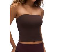 CRZ YOGA Butterluxe Doppelt Gefüttert Damen Bandeau Top Schulterfrei Tube Crop Tops Ärmellos Strapless Elegant Oberteil Heißes Fudge-Brown 38