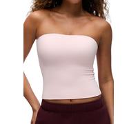CRZ YOGA Butterluxe Doppelt Gefüttert Damen Bandeau Top Schulterfrei Tube Crop Tops Ärmellos Strapless Elegant Oberteil Erdbeerrosa 42