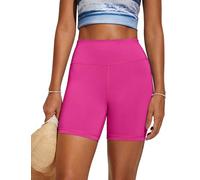 CRZ YOGA Damen Badeshorts Bauchkontrolle High Waist Schwimmshorts Sport Beach Badehose Wassersport Kurze Hose - 13cm Hibiskus-Purpur 40