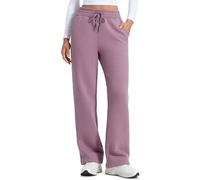 CRZ YOGA Damen Jogginghose Gefütterte Baumwolle Hohe Taille Joggers Soft Freizeithose Winter Lounge Hosen mit Taschen - 76cm Lavendel Hell 38