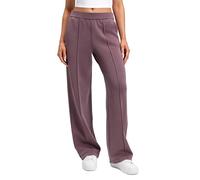CRZ YOGA Damen SoftAura Pintuck Gerades Bein Jogginghosen Modal Lässig Lounge Büro Chino Hosen mit Taschen - 76cm Reife Pflaume 38