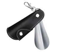 CSSHNL Schuhlöffel Lang Metall-Schuhlöffel, Mini-Schuhlöffel, Schuhheber, tragbarer Reise-Schuhlöffel mit Ledergriff, Abzugsschuhlöffel for Schlüsselanhänger(Black 4pcs)