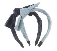 CTIRCHIU 2 Stück Damen Haarband mit Breiter Denim-schleife Modische Bowknot Stirnbänder für Frauen und Mädchen Trendige Haaraccessoires für Party Festival und Alltag Klassisches Blau und