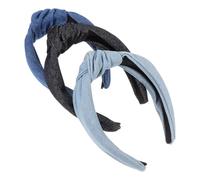 CTIRCHIU 3 Stück Breite Jeans Stirnbänder für Mädchen Retro Haarband aus Stoff mit Knoten Leichter Haarschmuck für Alltag und Party