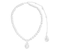 CTIRCHIU Damen Perlenkette Rückenkette Mit Quaste Anhänger Lange Hochzeit Halskette Aus Kunstperlen Modische Braut Kette Für Party Und Alltag