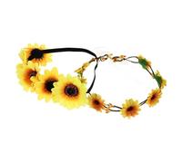 CTIRCHIU Sonnenblumen Stirnband 2 Stück Verstellbar Aus Geruchlosem Stoffmaterial Für Damen Brautjungfern Hochzeit Blumenmädchen Kopfschmuck Elastic Kopfkranz Für Festivals Strand Reise