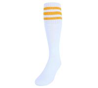CTM® Gestreifte Socken mit gerippten Röhren, 4 Paar, Weiß mit Gold, EinheitsgröÃŸe