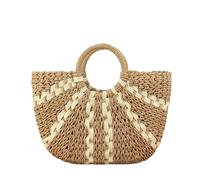 CUAJHNPX Strohtaschen Damen Shopper Sommer Rattan-Tasche Für Frauen Strohhalm Handgewebte Handtasche Strand Sea Stroh Rattan Tote Kupplungsbeutel-braun