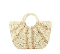 CUAJHNPX Strohtaschen Damen Shopper Sommer Rattan-Tasche Für Frauen Strohhalm Handgewebte Handtasche Strand Sea Stroh Rattan Tote Kupplungsbeutel-beige
