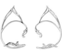 Cubahoop 1-Paar Einfache Ohrmanschette Ohrring Elf Haken über Ohr Ohrringe Nicht Pierced Hohle Katze Ohr Ohr Ohr Ohr Schleife Ohrringe für Frauen und Mädchen (Silber)