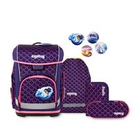 ergobag Cubo Light Schulranzen-Set PerlentauchBär, 5-teilig rosa lila 19 Liter
