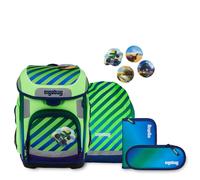 ergobag cubo Schulranzen-Set Truckbär 5-teilig special edition 19 Liter blau grün