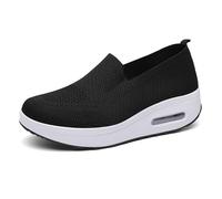 CUCKQUIC Damen-Sneaker Orthopädische Plattform Turnschuhe, Walkingschuhe,Luftkissen Anti-Rutsch-Walking-Schuhe Damen Luftkissen Leichtgewicht Atmungsaktiv Laufen Black,38EU