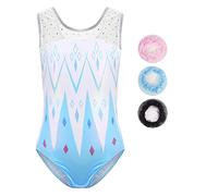 Cucudy Gymnastics Leotards for Girls Gradient Colour Sparkle Dance Leotard Long Sleeve Sleeveless Dancewear Girls Leotards Athletic Ballet Dance Dress Kids (Blue Sleeveless, 12 (11-12 Years)