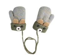CUEMOON 1 Paar Babyhandschuhe Winter, Babyhandschuhe 1-3 Jahre, niedlicher Bär Fuchs Cartoon Kinderhandschuhe Mädchen Jungen Winter gestrickt gepolstert, Grau