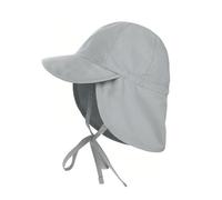 CUEMOON Baby Kleinkind Sonnenhut, UPF 50+ UV-Schutz für Baby Junge und Mädchen Kinder Strand Mütze mit Verstellbarer Kinnriemen und Halsklappen,Grau