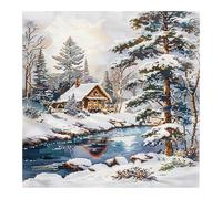 cukol cukol Kreuzstich Set Vorgedruckt Schneelandschaft, Stickvorlagen Stickbilder Kreuzstich Stickpackungen Stickpackung Cross Stitch Embroidery Kit Stickset Sticken Set Erwachsene Anfänger