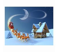 Cukol Kreuzstich Stickpackungen Vorgedruckt Set Erwachsene Weihnachtsmann & Elch, Stickvorlagen Stickbilder Vorgedruckt Kreuzstich Stickpackung Sticken Stickbild Bild Set für Erwachsene Weihnachten