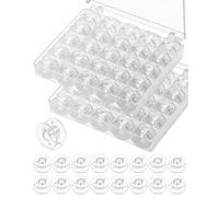 CULEB Nähmaschinen Spulen,50 Stück Transparente Unterfadenspulen aus Kunststoff mit 2 Spulenbox,Nähzubehör,Nähen Zubehör für Gängige/Spulen Nähmaschine