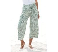 Culotte BEACHTIME BY LASCANA, Damen, Gr. 36, N-Gr, grün (grün bedruckt), Jersey, Obermaterial: 95% Viskose, 5% Elasthan, bedruckt, figurumspielend 3/4-Länge, Hosen Culotte, luftig-leichte Sommerhose, 