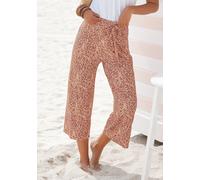 Culotte BEACHTIME BY LASCANA, Damen, Gr. 36, N-Gr, rot (rot bedruckt), Jersey, Obermaterial: 95% Viskose, 5% Elasthan, bedruckt, figurumspielend 3/4-Länge, Hosen Culotte, luftig-leichte Sommerhose, Sc