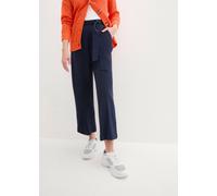 Culotte BONPRIX "Culotte aus luftigem Leinen-Mix", Damen, Gr. 42, N-Gr, dunkelblau, Web, Obermaterial: 55% Leinen, 45% Viskose, loose fit knöchelfrei, Hosen Culotte, aus Leinen-Mix, mit Bindeband, Loo