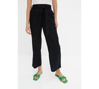 Culotte BONPRIX "Culotte aus luftigem Leinen-Mix", Damen, Gr. 52, N-Gr, schwarz, Web, Obermaterial: 55% Leinen, 45% Viskose, unifarben, loose fit knöchelfrei, Hosen Culotte, aus Leinen-Mix, mit Bindeb
