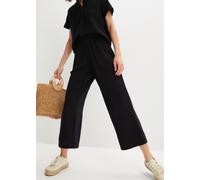Culotte BONPRIX, Damen, Gr. 40, N-Gr, schwarz, Obermaterial: 100% Baumwolle, loose fit, Hosen Culotte, aus Baumwolle, aus Musselin-Material, lockere Passform (12101839-40)