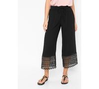 Culotte BONPRIX, Damen, Gr. 48, N-Gr, schwarz, Web, Obermaterial: 100% Viskose, loose fit ca. Mitte Wade, Hosen Culotte, aus Viskose, mit Spitze, loose fit, feminin (70242142-48) schwarz