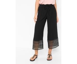 Culotte BONPRIX, Damen, Gr. 48, N-Gr, schwarz, Web, Obermaterial: 100% Viskose, loose fit ca. Mitte Wade, Hosen Culotte, aus Viskose, mit Spitze, loose fit, feminin (70242142-48) schwarz