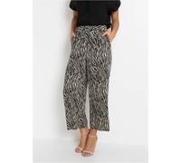 Culotte BONPRIX, Damen, Gr. 54, N-Gr, schwarz (schwarz, sand zebra bedruckt), Obermaterial: 100% Viskose, loose fit, Hosen Culotte, aus Viskose, mit elastischem Gummibund, lockere Passform (44882136-5