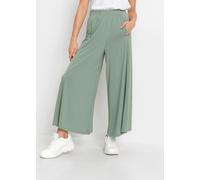 Culotte BONPRIX "Jersey-Culotte mit weitem Bein", Damen, Gr. 52/54 (XXL), N-Gr, grün (rauchgrün), Obermaterial: 70% Modal, 30% Polyester, loose fit, Hosen Culotte, aus Modal und Polyester, Loose fit P